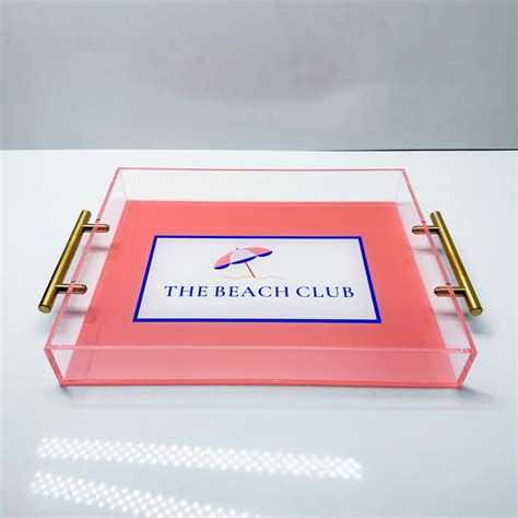 Factory Custom Clear Acrylic Tray Acrylic Colored Tray With Gold Handle