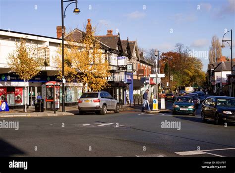 UK Cheshire Stockport Bramhall Lane South village commercial centre ...