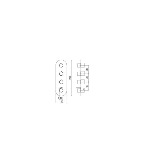 Mitigeur thermostatique de douche à 3 voies partie externe série Nobili