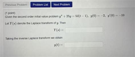 Solved 1point Given The Second Order Initial Value Problem