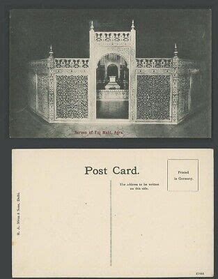 India Old Postcard Marble Screen Grille Of TAJ MAHAL Agra Interior H