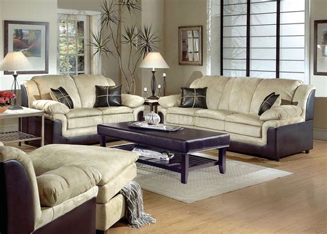 Two Tone Contemporary Living Room W Solid Wood Feet