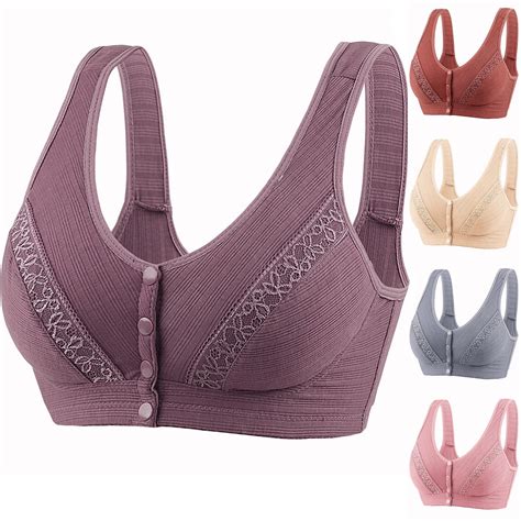 Elainilye Fashion Wireless Bra For Women Gathering Bra Breast Feeding Bras Front Closure Bra