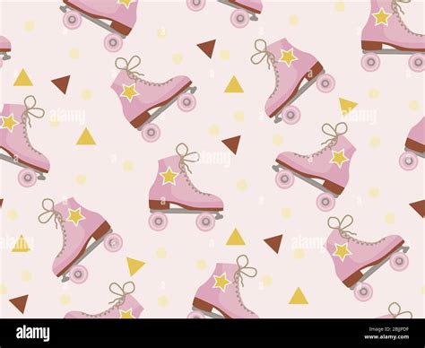 Retro Roller Skates Pattern Modern Trendy Hipster Style Background