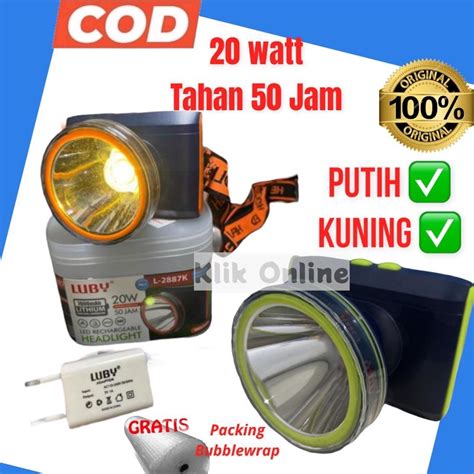 Jual Luby Senter Kepala Led Super Terang Lithium L L Lampu Putih