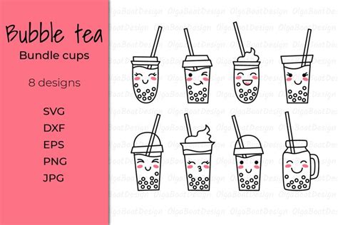 Bubble Tea Art Illustration Svg Cut File Boba Tea