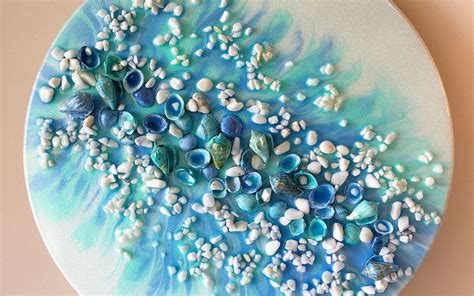 Abstract Resin Beach Art Using Shells And Stones Sue Findlay Designs