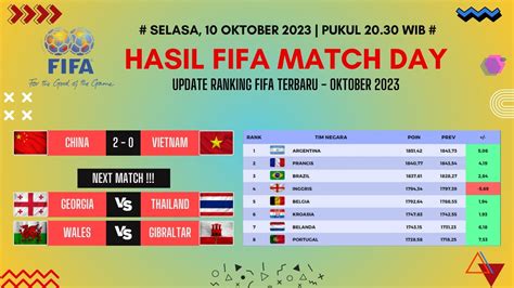 Hasil Fifa Match Day Hari Ini China Vs Vietnam Ranking Fifa Timnas