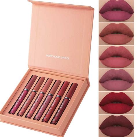 Newway 6 In 1 Matte Liquid Lipstick And Lip Gloss Combo Set Long Lasting Waterproof Beauty