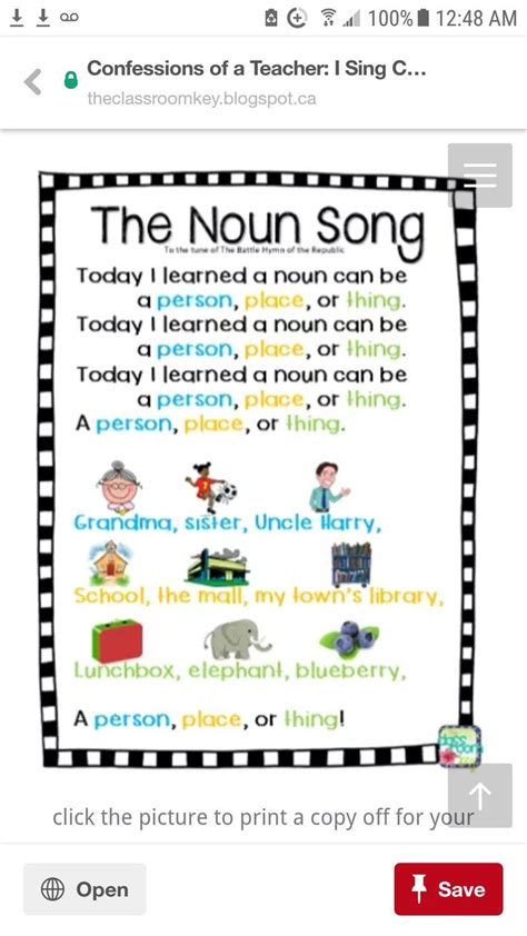 Pin By Connie Hood On Lets Learn Noun Song Learning Nouns