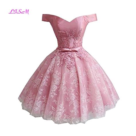 Fora Do Ombro Mini Vestido De Baile Renda Applique Curto Princesa