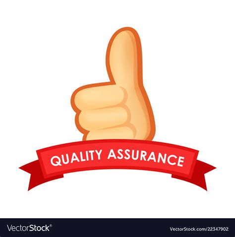 Sign Quality Assurance Emblem With Thumb Up Vector Image