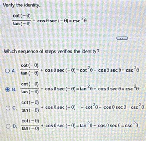 Solved Verify The Identity Cot Tan Cosec Csc