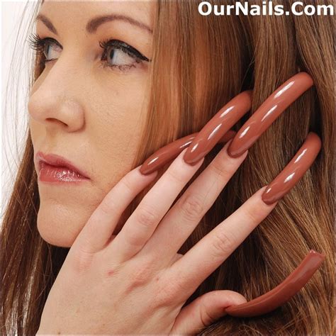 Hopefully Gen Will Try This Colour Soon Long Red Nails Curved