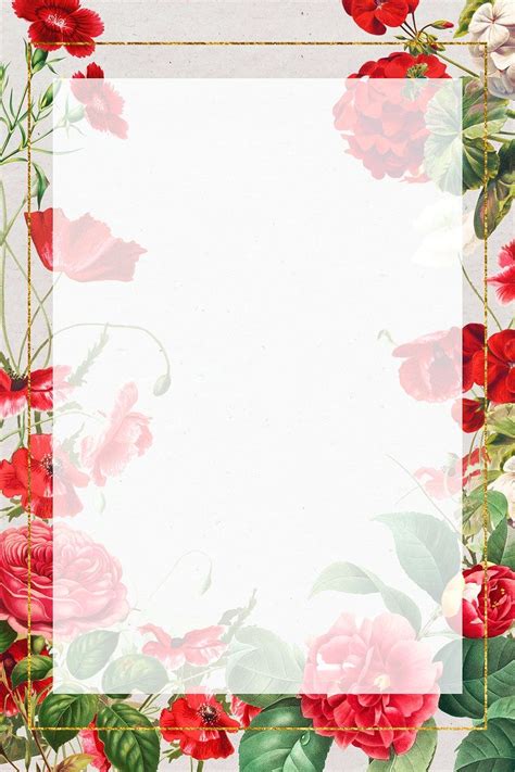 Vintage Red Flowers Psd Floral Frame Illustration Premium Image By