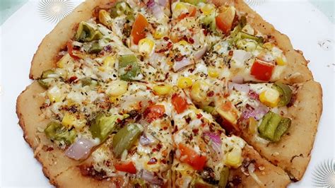 Homemade Aata Pizza Without Oven Thin Wheat Crust Pizza No Maida Kitchen Journey With