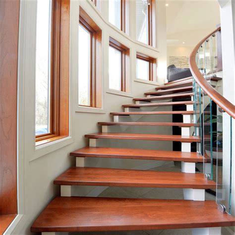 Prima Modern Steel Wood Steps Glass Railing Curved Staircase Designs