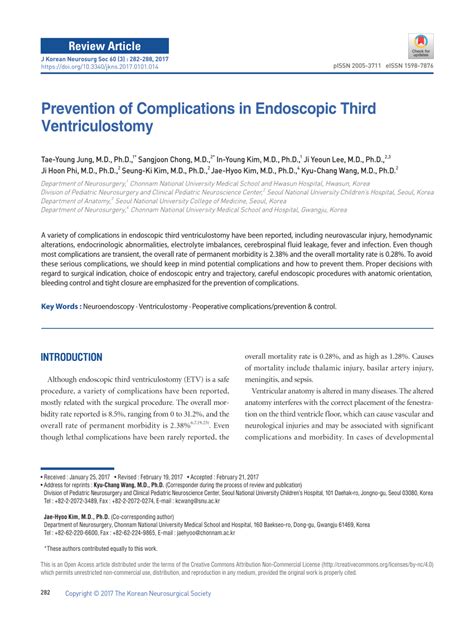 (PDF) Prevention of Complications in Endoscopic Third Ventriculostomy