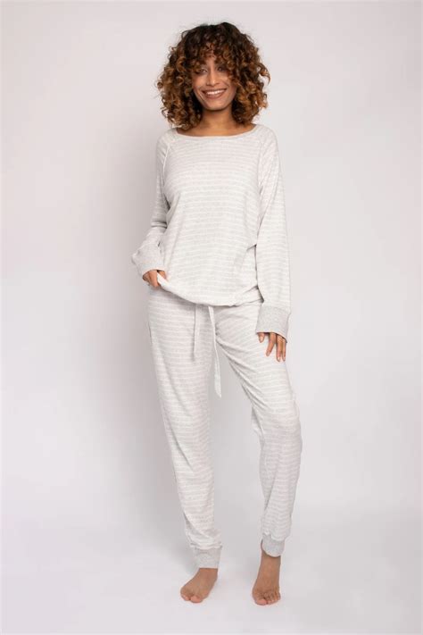 Organic Cotton Lounge Set In Grey Ecru Lounge Wear Cotton Loungewear