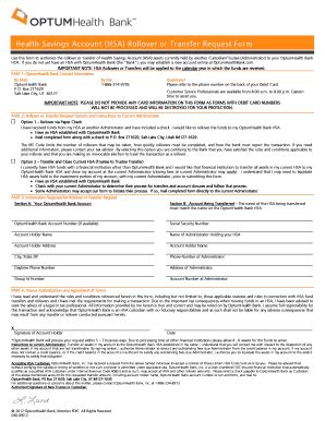 Fillable Online Sscc Health Savings Account Hsa Rollover Or Transfer