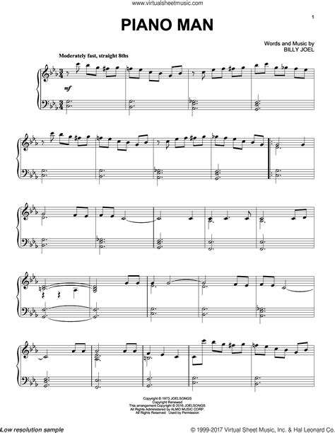 Piano Man Jazz Version Sheet Music For Piano Solo Pdf