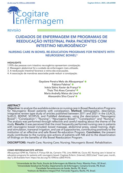 PDF CUIDADOS DE ENFERMAGEM EM PROGRAMAS DE REEDUCAÇÃO INTESTINAL PARA