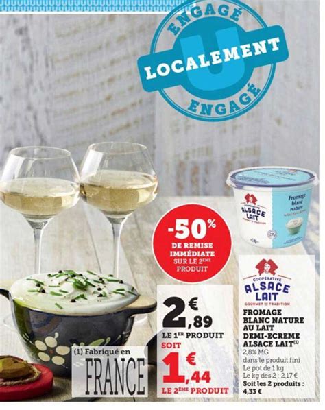 Promo Fromage Blanc Nature Au Lait Demi écrémé Alsace Lait chez Super U