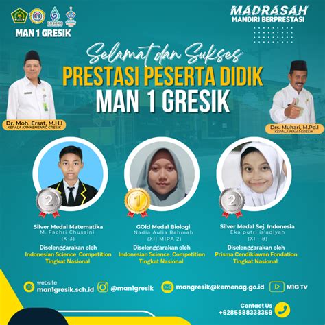 SISWA MAN 1 GRESIK RAIH SATU MEDALI EMAS DAN DUA PERAK DALAM AJANG