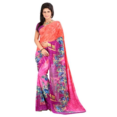 Multicolor Printed Georgette Saree With Blouse Manvaa 1597503