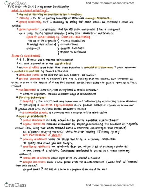 PSYC 1010 Textbook Notes Fall 2018 Chapter 21 Operant Conditioning