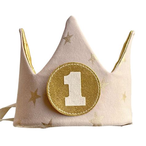 Corona Reversible Con Estrellitas Doradas Fondo Nude Y Dorado Con Pin