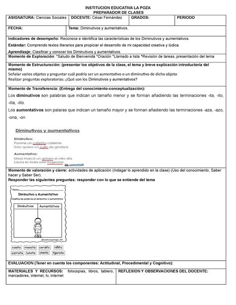 Diminutivos y aumentativos Indicadores de desempeño Reconoce e