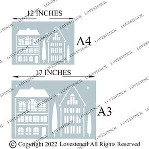 Christmas Village Window Stencils Set For Use With Snow Spray Etsy