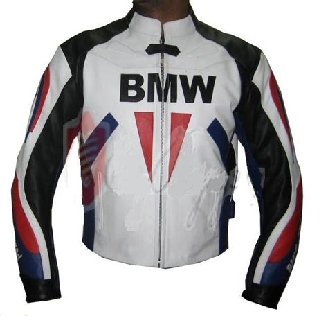 Men Bmw White Motorcycle Leather Jacket White Contrast With Protection