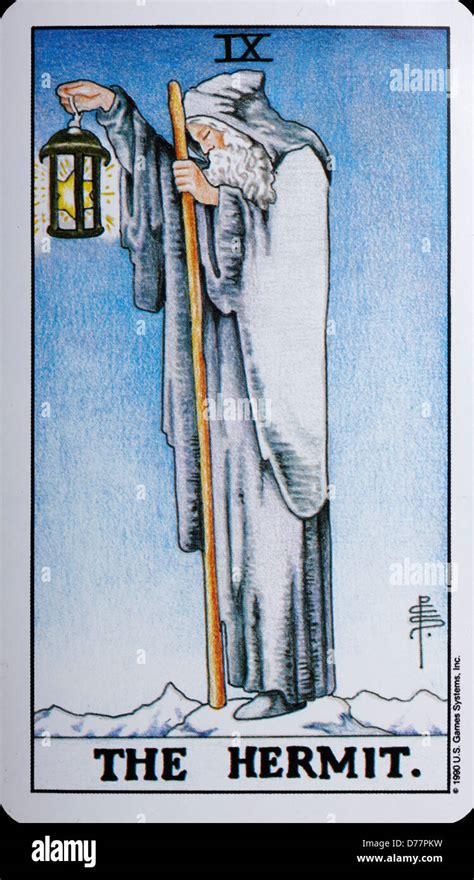 Tarot Card The Hermit Stock Photo Alamy