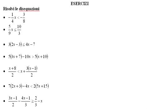 Matematica Scuola Secondaria Grado Le Disequazioni