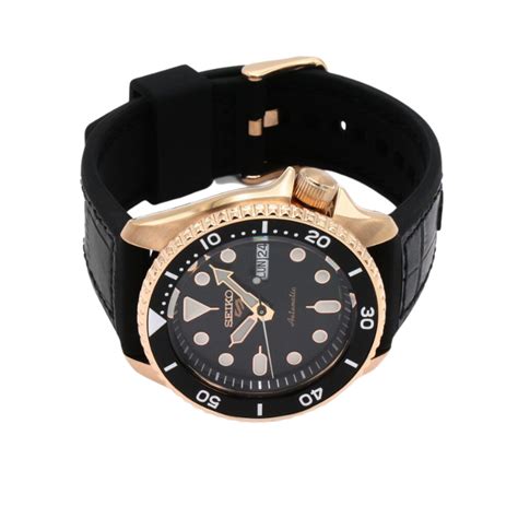 READY STOCK SEIKO 5 SPORTS AUTOMATIC BLACK DIAL BLACK LEATHER MENS