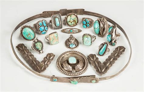 Group of Vintage Navajo Silver & Turquoise Jewelry | Cottone Auctions