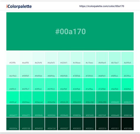 Pantone 16 5938 Tcx Mint Color Hex Color Code 00a170 Information