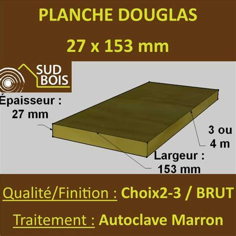 Planche X Douglas Brut Autoclave Marron Cl Choix Sec M