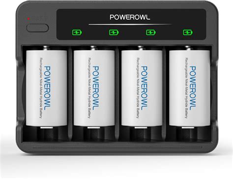 Powerowl Rechargeable D Batteries With Bay Battery Charger Usb Quick