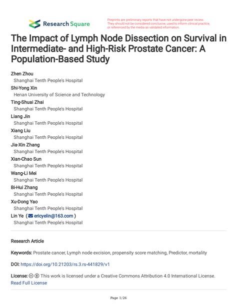 Pdf The Impact Of Lymph Node Dissection On Survival In Intermediate