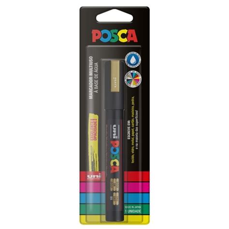 Pc M Caneta Posca Uni Ball Ouro Blister C Unidade No Shoptime