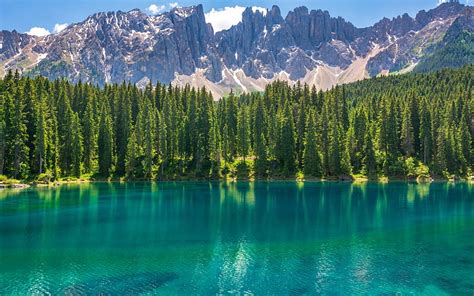 Lake Carezza South Tyrol Bolzano Mountain Lake Mountain Landscape