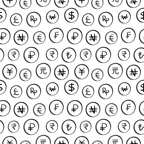 Premium Vector Hand Drawn Currency Symbol Seamless Pattern