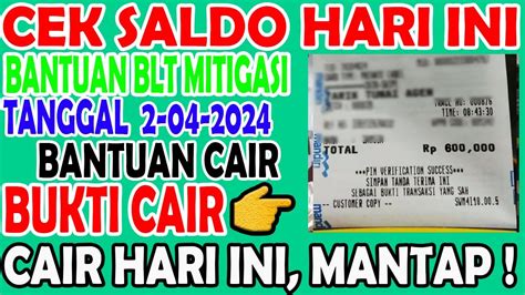 Cek Saldo Hari Ini Selasa Bantuan Blt Mitigasi Cair Serentak Daerah