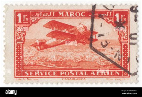 Francese Marocco 1922 Un Francobollo Di 1 Franco Di Vermilion Air