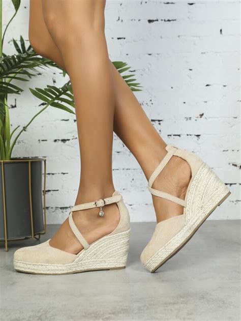 Women Criss Cross Espadrille Ankle Strap Wedge Court Shoes Vacation