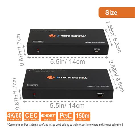 J Tech Digital 4K 60Hz 4 4 4 HDR 492Ft 150M HDBaseT HDMI Extender Over