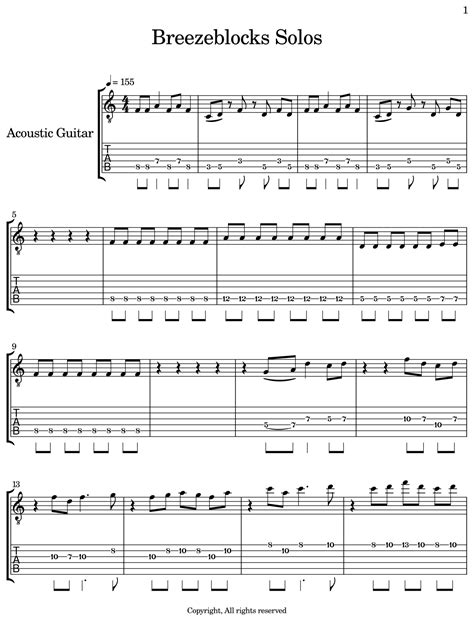 Breezeblocks Solos - Sheet music for Acoustic Guitar